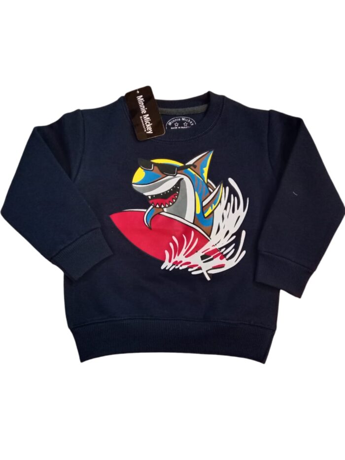 Blue Shark Print Sweat Shirt