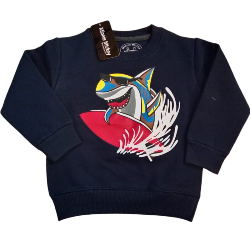 Blue Shark Print Sweat Shirt